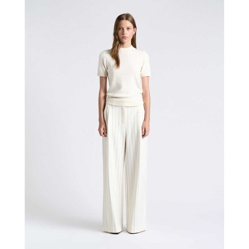 Cue Merino Cashmere Blend Mock Neck Short Sleeve Knit image number 3